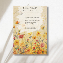 Rustige Herfst Kleurrijke Wilde Bloemenweide Bruil RSVP Kaartje