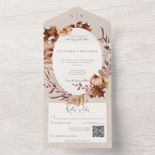 Rustige Herfst — KR-code All In One Uitnodiging (Binnen)