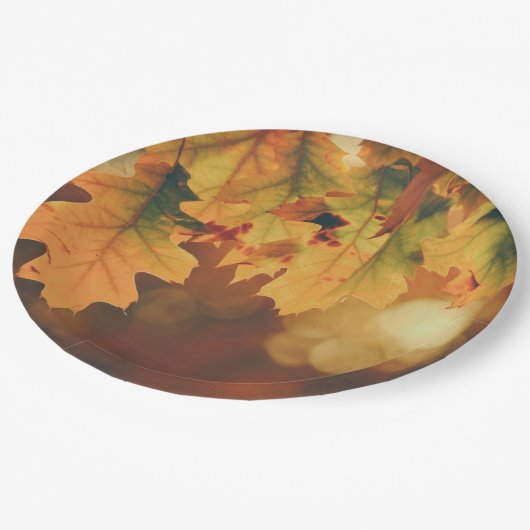 Rustige herfst laat Borden papier over Papieren Bordje (Gekanteld)