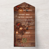 Rustige Herfst Lantaarns Terra Cotta Wedding All In One Uitnodiging (Binnen)