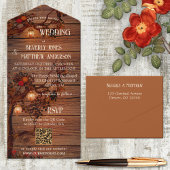 Rustige Herfst Lantaarns Terra Cotta Wedding All In One Uitnodiging