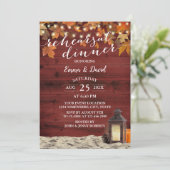 Rustige Herfst Lantern Red Barn Wood Rehearsal Din Kaart (Staand voorkant)