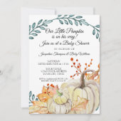 Rustige Herfst Leaf in Wood Pumpkin Baby shower Kaart (Voorkant)