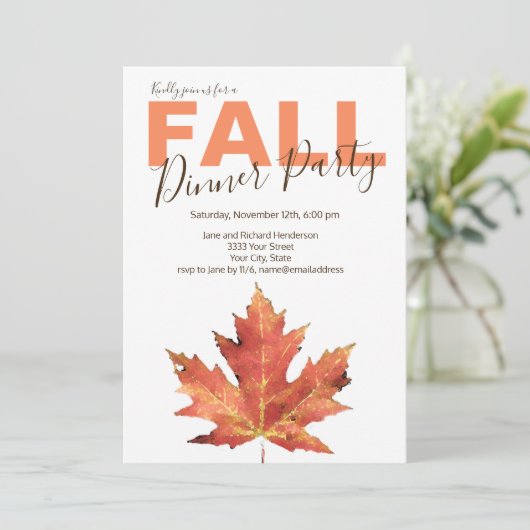Rustige Herfst Leaf-uitnodiging voor binnenpartij Kaart (Staand voorkant)