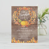 Rustige Herfst Little Pumpkin Baby shower Invitati Kaart (Staand voorkant)