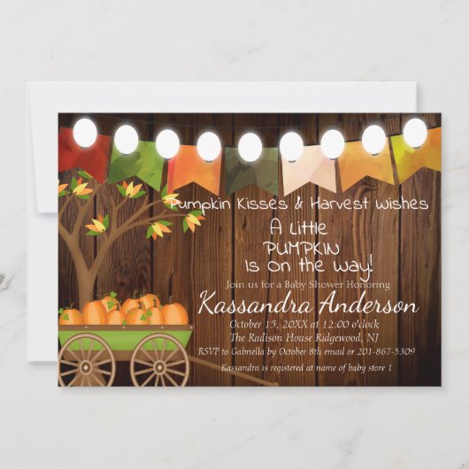 Rustige Herfst Little Pumpkin Baby shower Invitati Kaart (Voorkant)