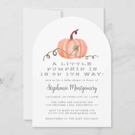 Rustige Herfst Little Pumpkin-Baby shower Kaart (Voorkant)