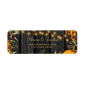 Rustige herfst met florale houten bruiloft — adres etiket (Voorkant)