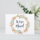 rustige herfst met nieuwe adresbewegende aankondig kaart (Staand voorkant)