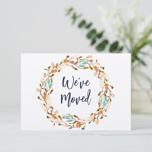 rustige herfst met nieuwe adresbewegende aankondig kaart (Staand voorkant)