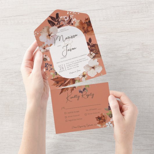 Rustige Herfst Neutrale adem Rust Dinner All In One Uitnodiging (Afscheurbaar)