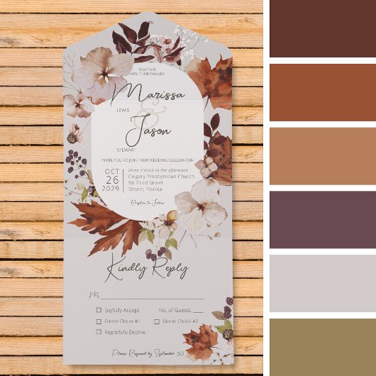 Rustige Herfst Neutrale maaltijd All In One Uitnodiging