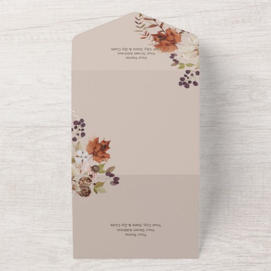 Rustige Herfst Neutrale reuktinten All In One Uitnodiging (Buitenkant)