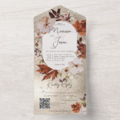 Rustige Herfst Neutrale Wreator Gold QR-code All In One Uitnodiging (Binnen)