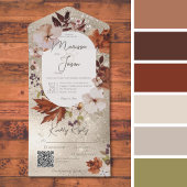 Rustige Herfst Neutrale Wreator Gold QR-code All In One Uitnodiging