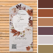 Rustige Herfst Neutrale Wreator Grey QR Code All In One Uitnodiging