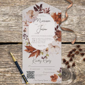 Rustige Herfst Neutrale Wreator Grey QR Code All In One Uitnodiging