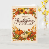 Rustige herfst oogst Gelukkig Thanksgiving Kaart (Gele Bloem)