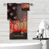 Rustige Herfst Oranje pompoen Cute Wood Bath Towel Bad Handdoek