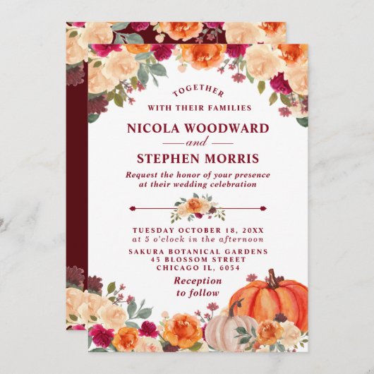 Rustige Herfst Oranje pompoen Kaart (Voorkant / Achterkant)