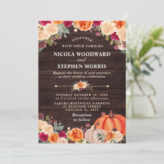 Rustige Herfst Oranje pompoen Kaart (Staand voorkant)