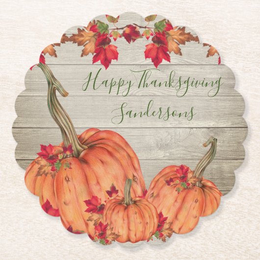 Rustige herfst Oranje pompoenen Kartonnen Onderzetters (Voorkant)