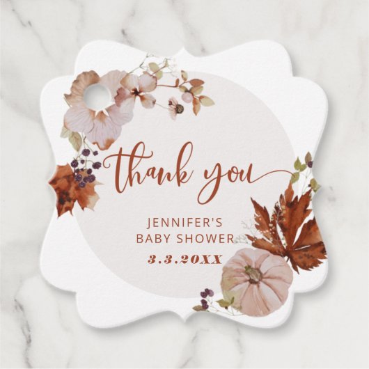 Rustige herfst pompoen bedankt je label (Voorkant)