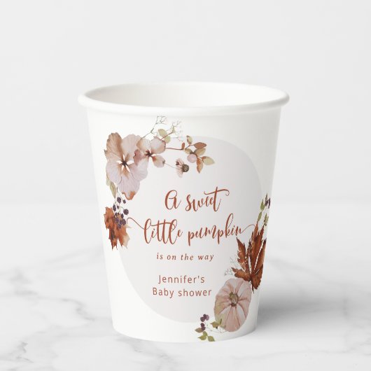 Rustige herfst pompoen bedankt je label papieren bekers (Voorkant)