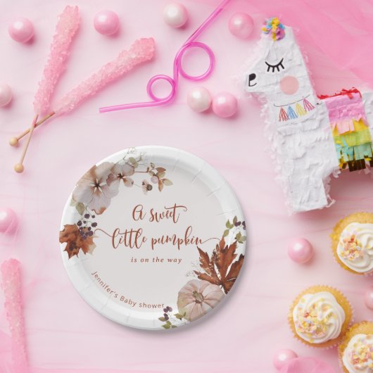 Rustige herfst pompoen bedankt je label papieren bordje (Feest)