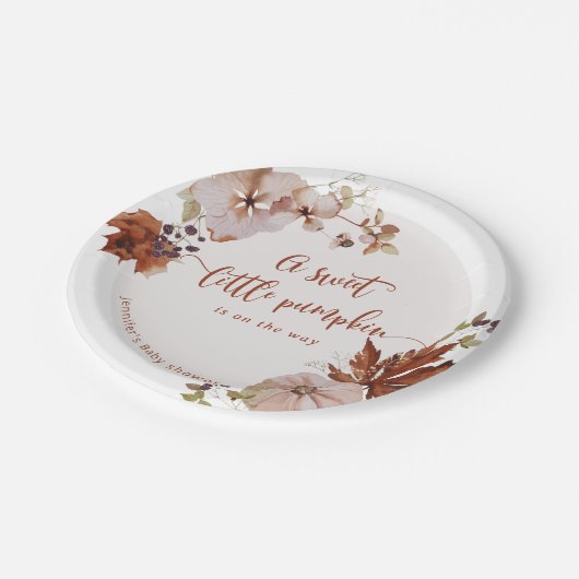 Rustige herfst pompoen bedankt je label papieren bordje (Gekanteld)