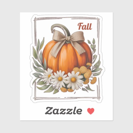 Rustige herfst pompoen jute boog madeliefjes oogst sticker (Vel)