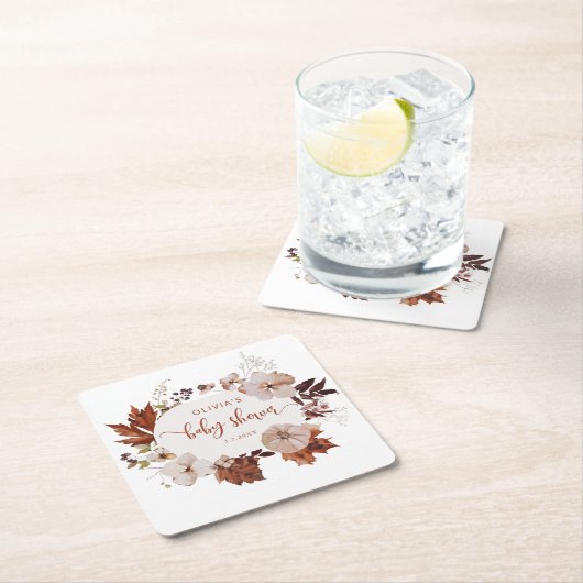 Rustige herfst pompoenen kartonnen onderzetters (Insitu)