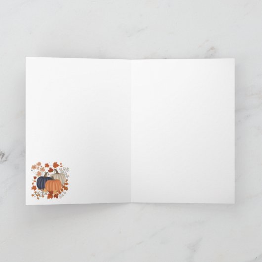 Rustige herfst pompoenen wilde bloemen bladeren kaart (Binnen)