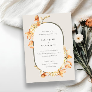 Rustige Herfst Pumpkin Arch Floral Wedding Invite Bedankkaart