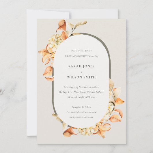 Rustige Herfst Pumpkin Arch Floral Wedding Invite Bedankkaart (Voorkant)