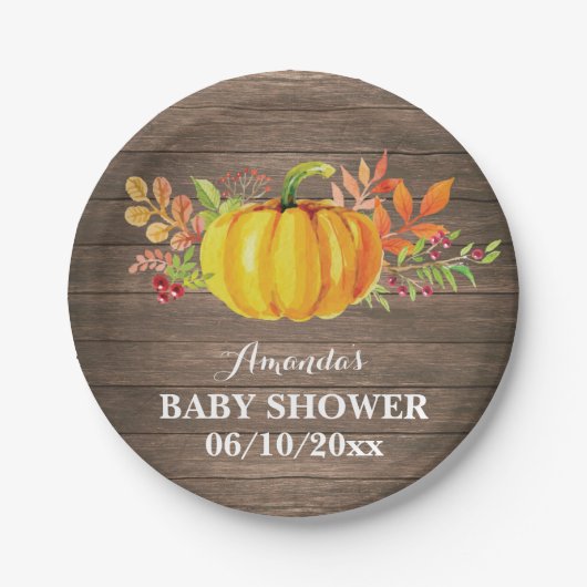 Rustige Herfst Pumpkin-Baby shower Bord (Voorkant)