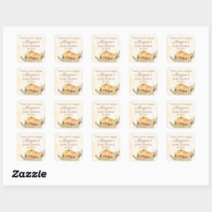 Rustige Herfst Pumpkin Baby shower Favor Vierkante Sticker