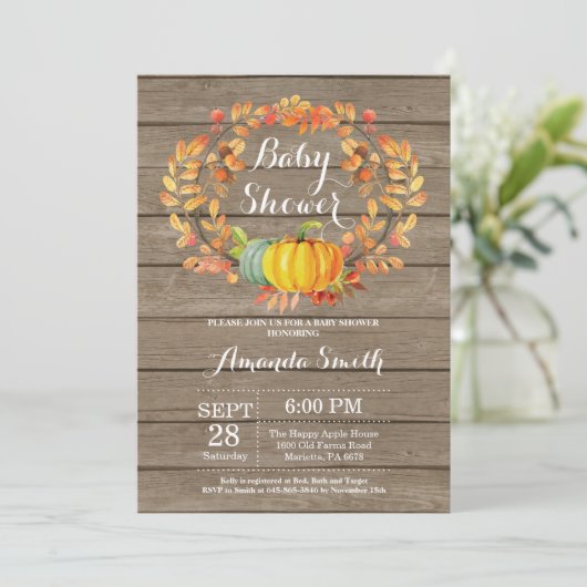 Rustige Herfst Pumpkin-Baby shower Kaart (Staand voorkant)