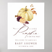 Rustige Herfst Pumpkin Baby shower Welkomstteken Poster (Voorkant)