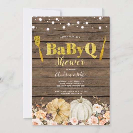 Rustige Herfst Pumpkin BabyQ Baby shower Uitnodigi Kaart (Voorkant)