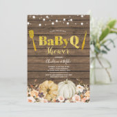 Rustige Herfst Pumpkin BabyQ Baby shower Uitnodigi Kaart (Staand voorkant)