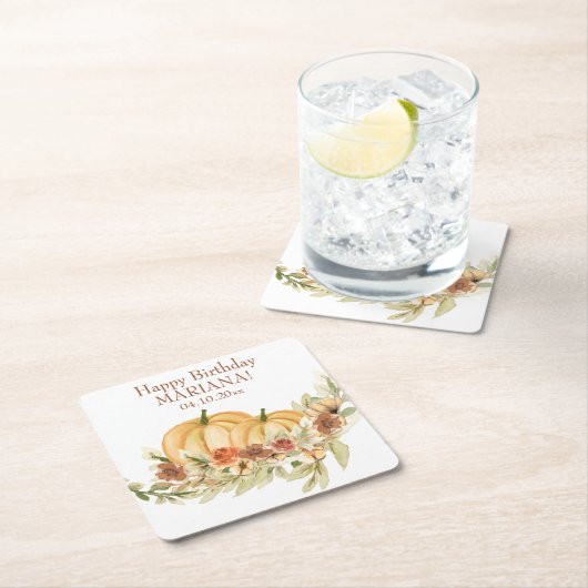 Rustige Herfst Pumpkin Birthday Party Cocktail Kartonnen Onderzetters (Insitu)