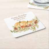 Rustige Herfst Pumpkin Birthday Party Cocktail Kartonnen Onderzetters (Schuin)