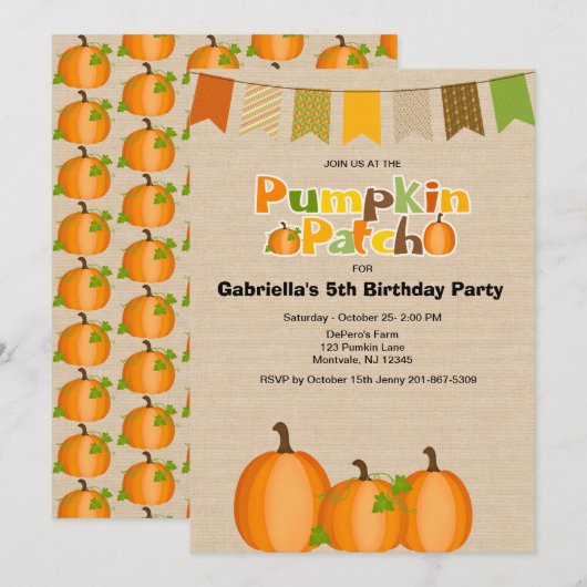 Rustige Herfst Pumpkin Birthday Party Kaart (Voorkant / Achterkant)