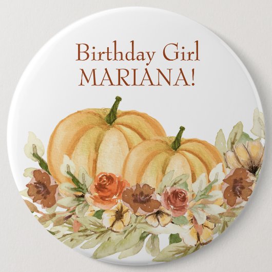 Rustige Herfst Pumpkin Birthday Party Ronde Button 6,0 Cm (Voorkant)
