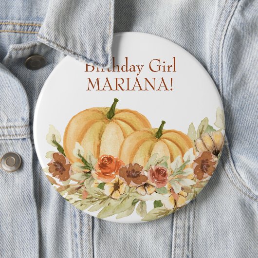 Rustige Herfst Pumpkin Birthday Party Ronde Button 6,0 Cm (In situ)