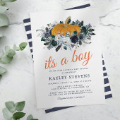 Rustige Herfst Pumpkin Floral Boy Baby shower Kaart