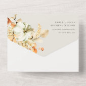 Rustige Herfst Pumpkin Leafy Floral Arch Wedding All In One Uitnodiging (Achterkant)