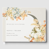 Rustige Herfst Pumpkin Leafy Floral Arch Wedding Gastenboek (Voorkant)