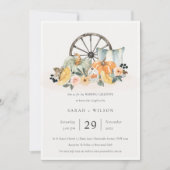 Rustige Herfst Pumpkin Leafy Floral Wedding Invite Bedankkaart (Voorkant)